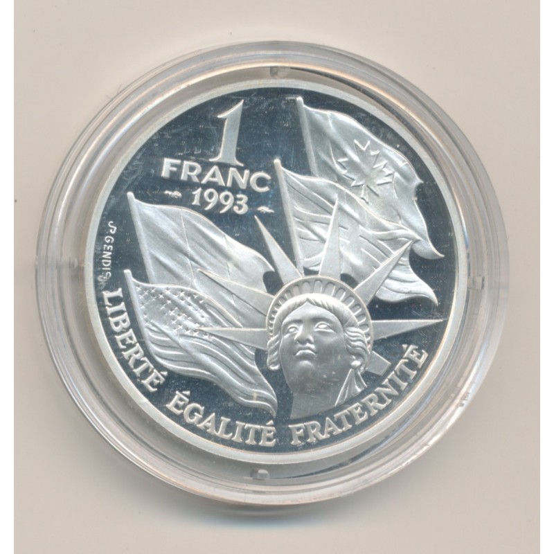 1 Franc - 50e anniversaire du débarquement allié - 1993 - argent belle épreuve