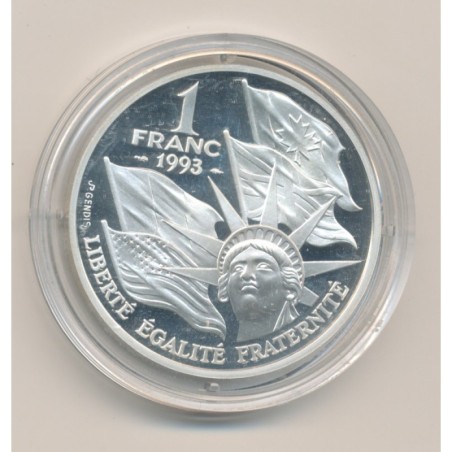 1 Franc - 50e anniversaire du débarquement allié - 1993 - argent belle épreuve