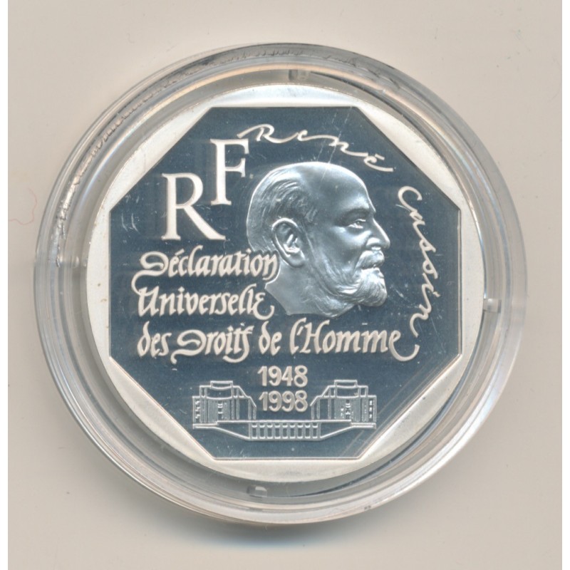 100 Francs Droits de l'homme 1998 - avec certificat - argent BE - FDC