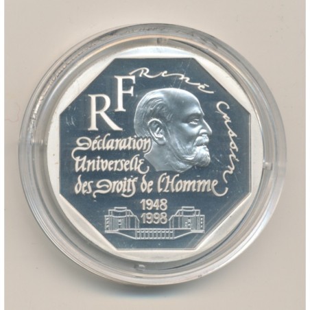 100 Francs Droits de l'homme 1998 - avec certificat - argent BE - FDC