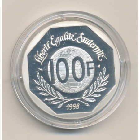 100 Francs Droits de l'homme 1998 - avec certificat - argent BE - FDC