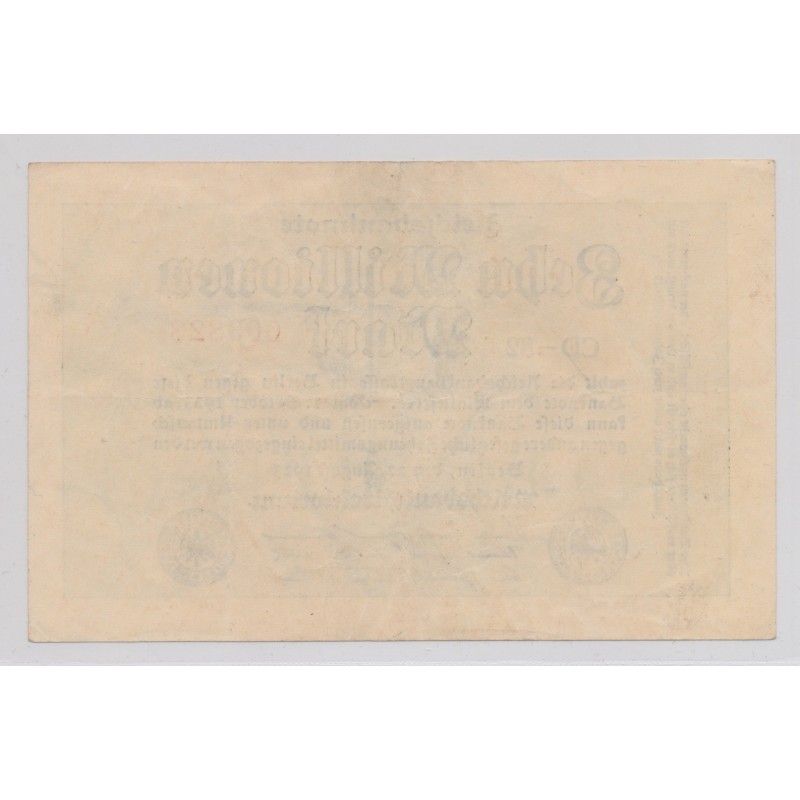 Allemagne - 10 Million mark - 1923 - TB/TTB