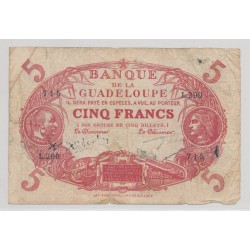 Guadeloupe - 5 Francs Cabasson - TB