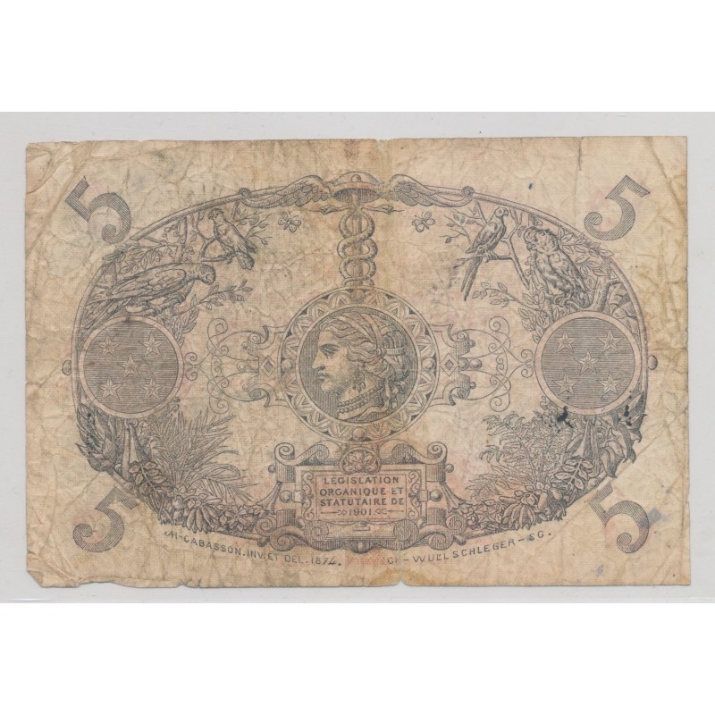 Guadeloupe - 5 Francs Cabasson - TB