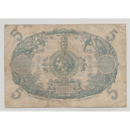Martinique - 5 Francs Cabasson Type 1901 violet - TB