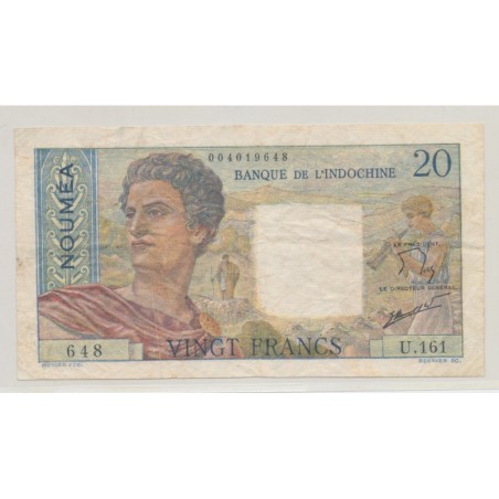 20 Francs Noumea - type 1951 - Nouvelle-Calédonie - TB/TTB