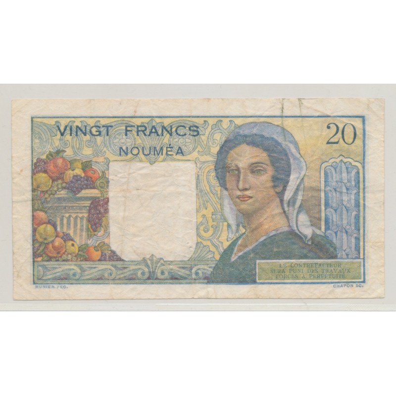 20 Francs Noumea - type 1951 - Nouvelle-Calédonie - TB/TTB