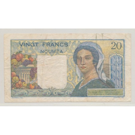 20 Francs Noumea - type 1951 - Nouvelle-Calédonie - TB/TTB