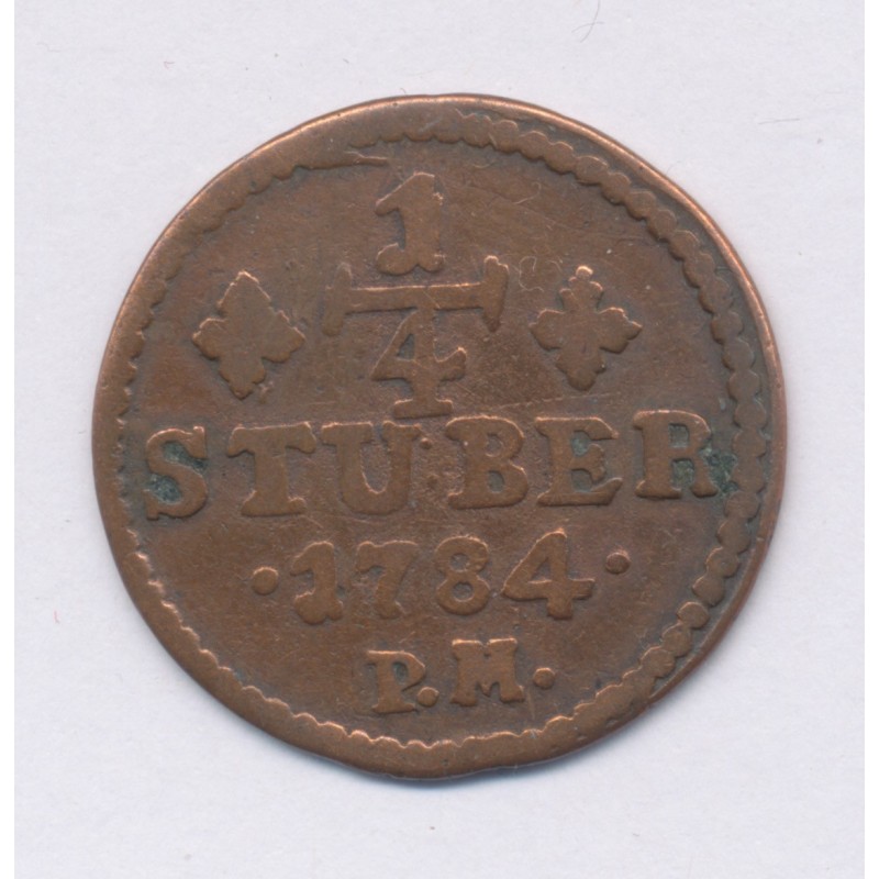 Allemagne - 1/4 Stuber 1784 R - Etats de Julich-Berg - cuivre - TB+