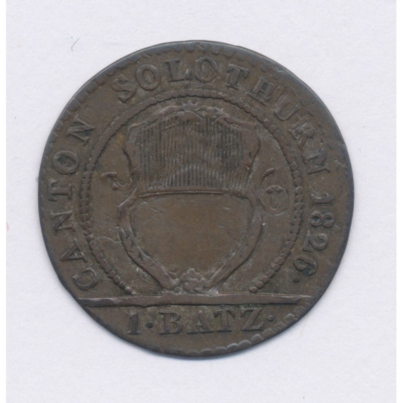 Suisse - 1 batzen 1826 - Canton de Soleure - billon - TTB+