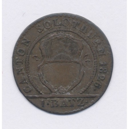 Suisse - 1 batzen 1826 - Canton de Soleure - billon - TTB+