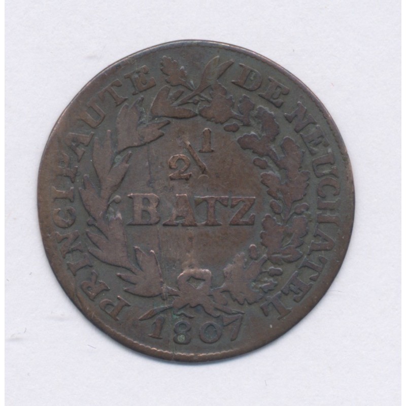 Suisse - 1/2 Batzen 1807 - Neuchatel - billon - TB+