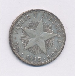 Cuba - 20 centavos - 1915 - argent - TTB+