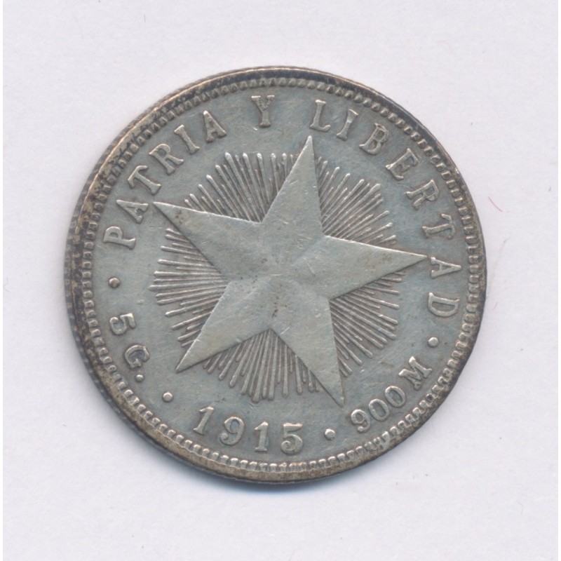 Cuba - 20 centavos - 1915 - argent - TTB+