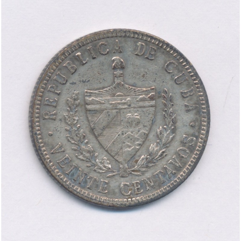 Cuba - 20 centavos - 1915 - argent - TTB+