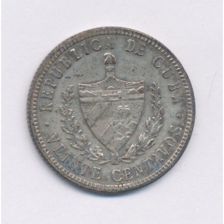 Cuba - 20 centavos - 1915 - argent - TTB+
