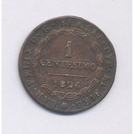 Italie - 1 Centesimo - 1826 - Royaume Sardaigne - cuivre - TTB