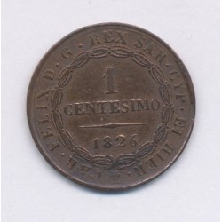 Italie - 1 Centesimo - 1826 - Royaume Sardaigne - cuivre - TTB+