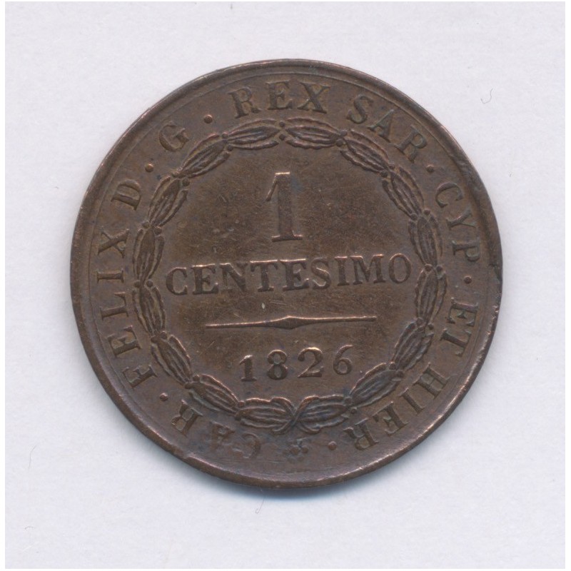 Italie - 1 Centesimo - 1826 - Royaume Sardaigne - cuivre - TTB+