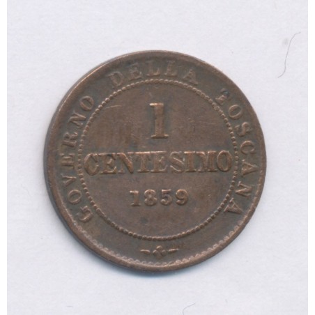 Italie - 1 centesimo - 1859 Birmingham - Vittorio Emmanuel - Toscane - cuivre - TTB