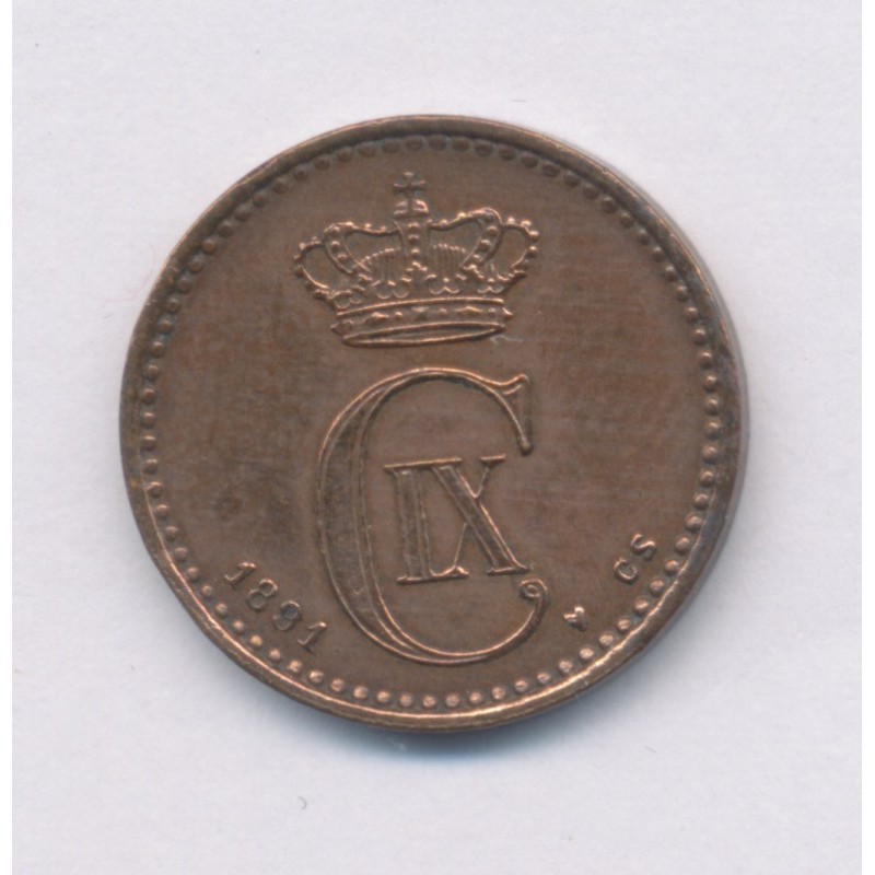Danemark - 1 Ore 1891 CS - Christian IX - TTB