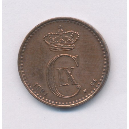 Danemark - 1 Ore 1891 CS - Christian IX - TTB