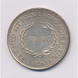 Danemark - 2 Kroner 1945 - 75e anniversaire du roi Christian X - argent - TTB+ 2
