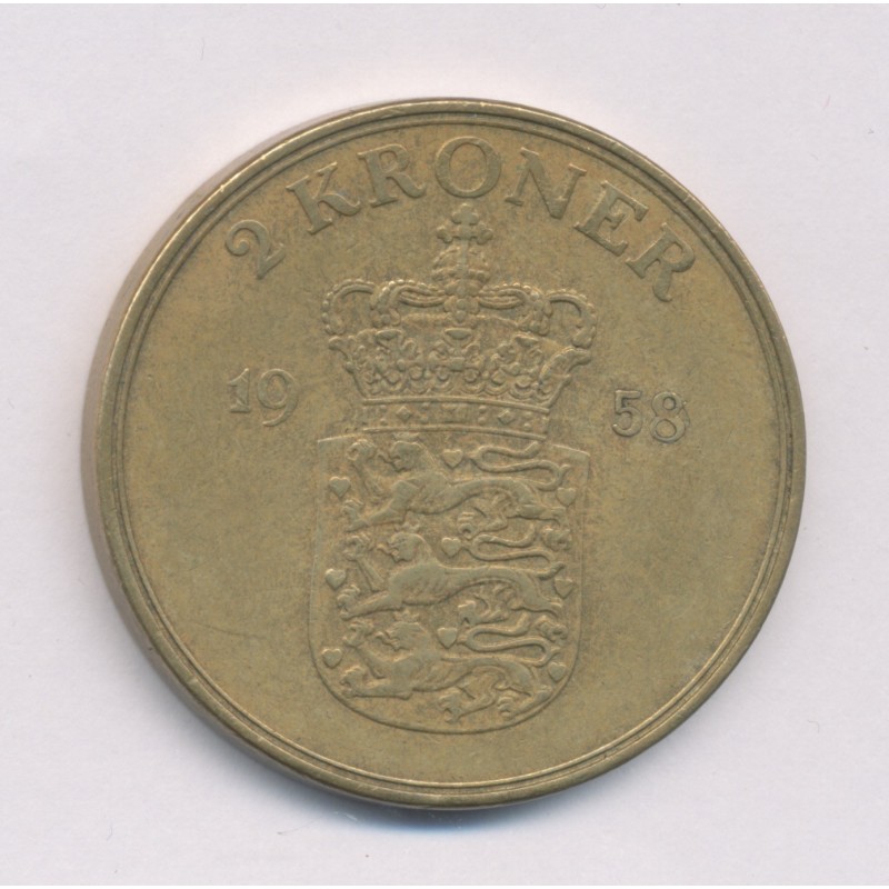 Danemark - 2 Kroner 1958 - Frédérik IX - bronze-alu - TTB