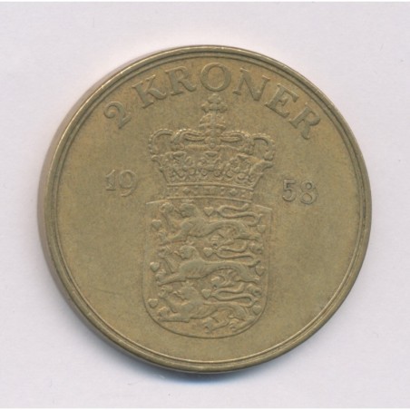 Danemark - 2 Kroner 1958 - Frédérik IX - bronze-alu - TTB