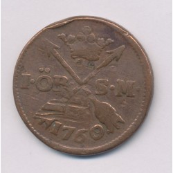 Suède - 1 Ore 1760 - Adolphe Frédéric - cuivre - TB