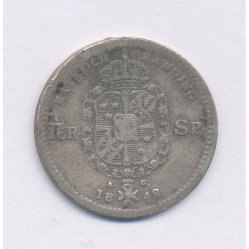 Suède - 1/16 Riksdaler 1848 - Oscar I - argent - TB