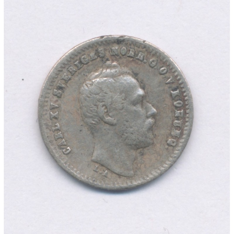 Suède - 10 Ore 1865 - Oscar I - argent - TB+