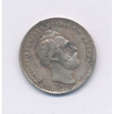 Suède - 10 Ore 1871 - Charles XV - argent - TTB