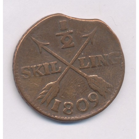 Suède - 1/2 Skilling 1809 - cuivre - TB