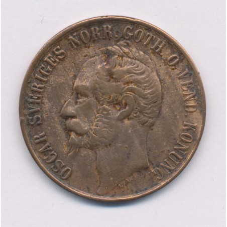 Suède - 5 Ore 1858 - Oscar 1er - cuivre - TB+