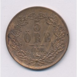 Suède - 5 Ore 1858 - Oscar 1er - cuivre - TB+ 2