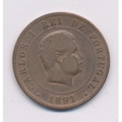 Portugal - 20 Reis 1891 - Carlos I - cuivre - TB