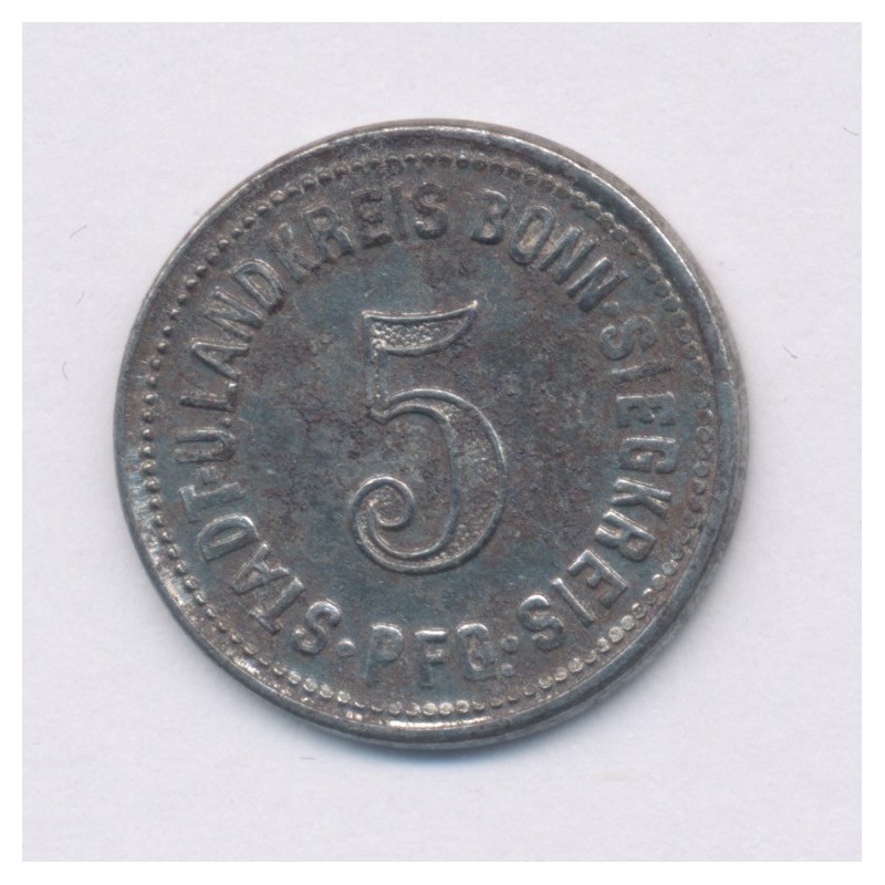 Allemagne - 5 Pfennig 1918 - Bonn-Siegkreis - fer - TB