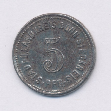 Allemagne - 5 Pfennig 1918 - Bonn-Siegkreis - fer - TB