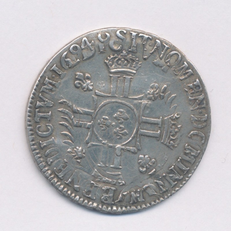 Louis XIV - 1/2 écu aux palmes/8L - 1694 H la rochelle - réformation - TTB