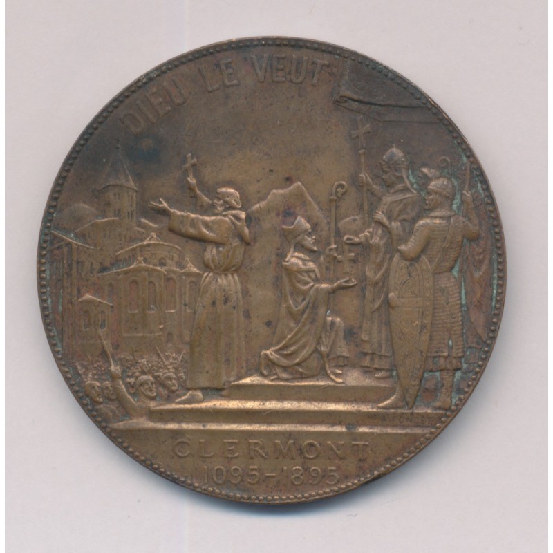 Médaille - Dieu le veut - Clermont 1095-1895 - cuivre - TTB