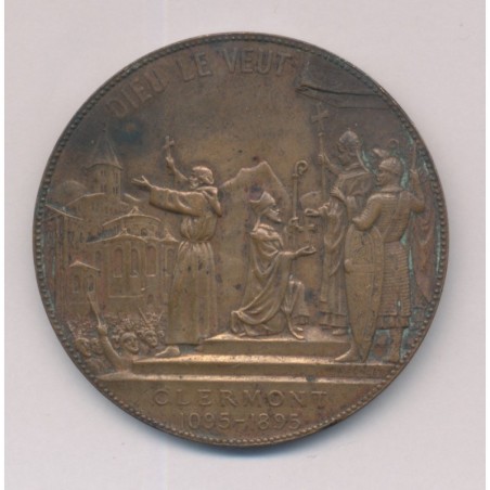 Médaille - Dieu le veut - Clermont 1095-1895 - cuivre - TTB