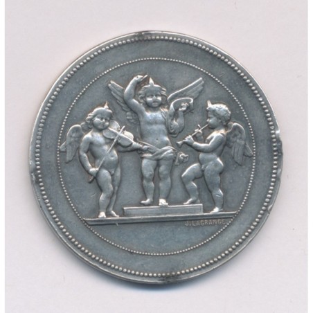 Médaille - 3 anges qui font de la musique - argent 22g - gravure 1900 - TTB