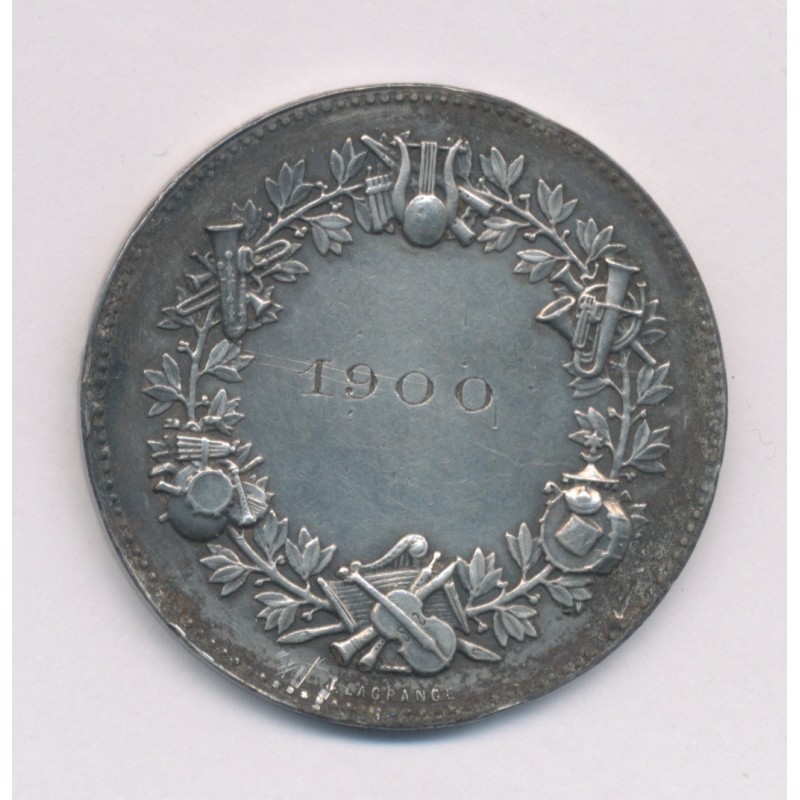 Médaille - 3 anges qui font de la musique - argent 22g - gravure 1900 - TTB