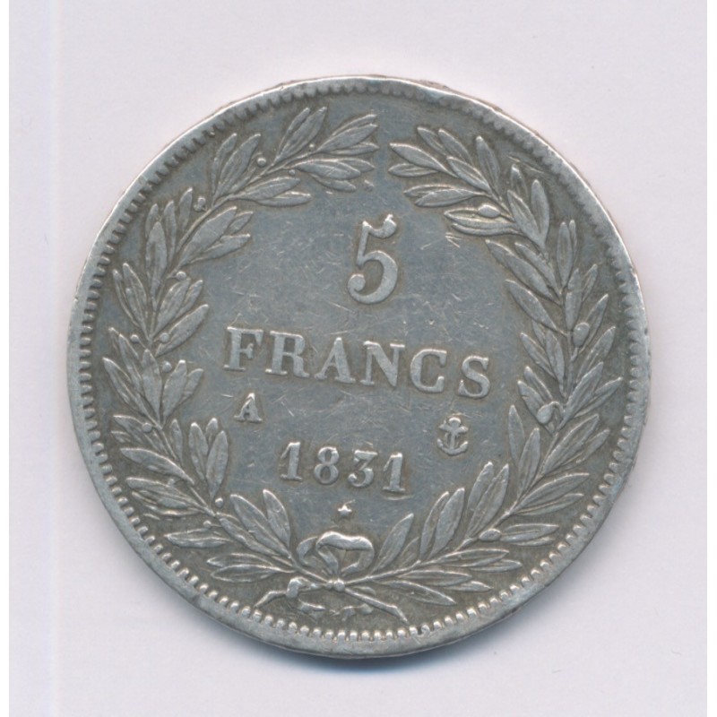 5 Francs Louis philippe I - 1831 A Paris - Tranche en relief - TB/TB+