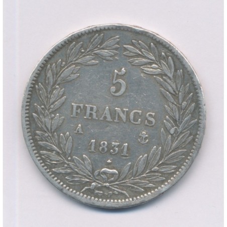 5 Francs Louis philippe I - 1831 A Paris - Tranche en relief - TB/TB+