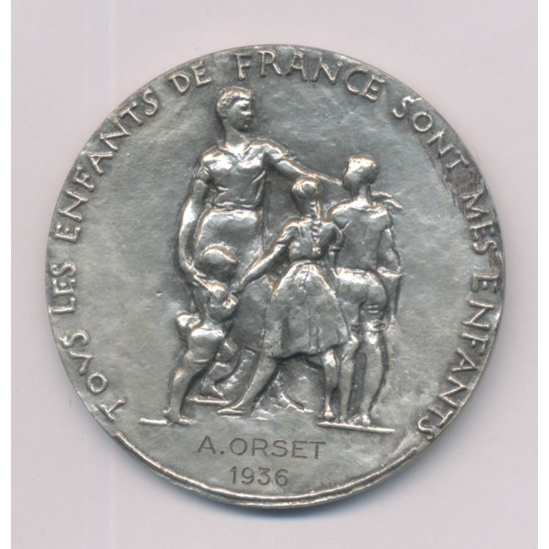 Médaille - Éducation nationale - Tous les enfants de france sont mes enfants - argent 44g - Corbin - TTB+