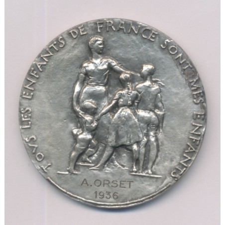 Médaille - Éducation nationale - Tous les enfants de france sont mes enfants - argent 44g - Corbin - TTB+