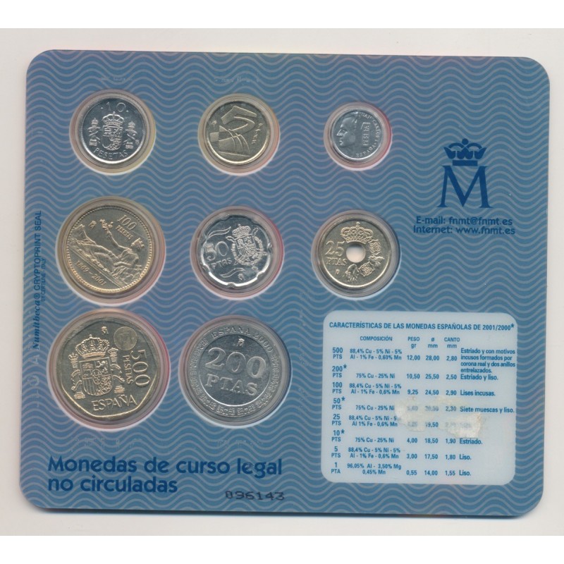 Espagne - Coffret 8 Monnaies - 2001 - Ultime Pesetas