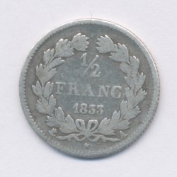 1/2 Franc Louis Philippe I - 1833 A Paris - B/TB 2
